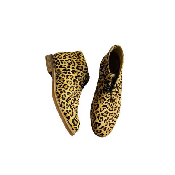 Hush Puppies Womens Moyen Leather Calf Hair Leopard Bootie Boots Size 8.5 - Picture 1 of 10